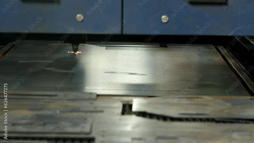 CNC laser machine for cutting metal plate on industrial manufacture. Plasma Machine Cuts Thick Metal. Plasma cutting machine, metal processing, metalwork industry. Camera gimbal move. CNC laser machine for cutting metal plate on industrial manufacture. Plasma Machine Cuts Thick Metal. Plasma cutting machine, metal processing, metalwork industry. Camera gimbal move.