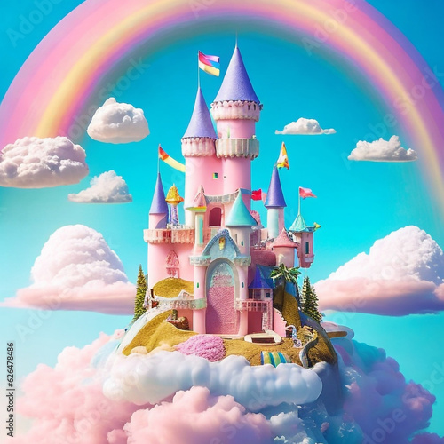 Fotografie, Obraz fairy tail inspired beautiful princess castle, generative ai.