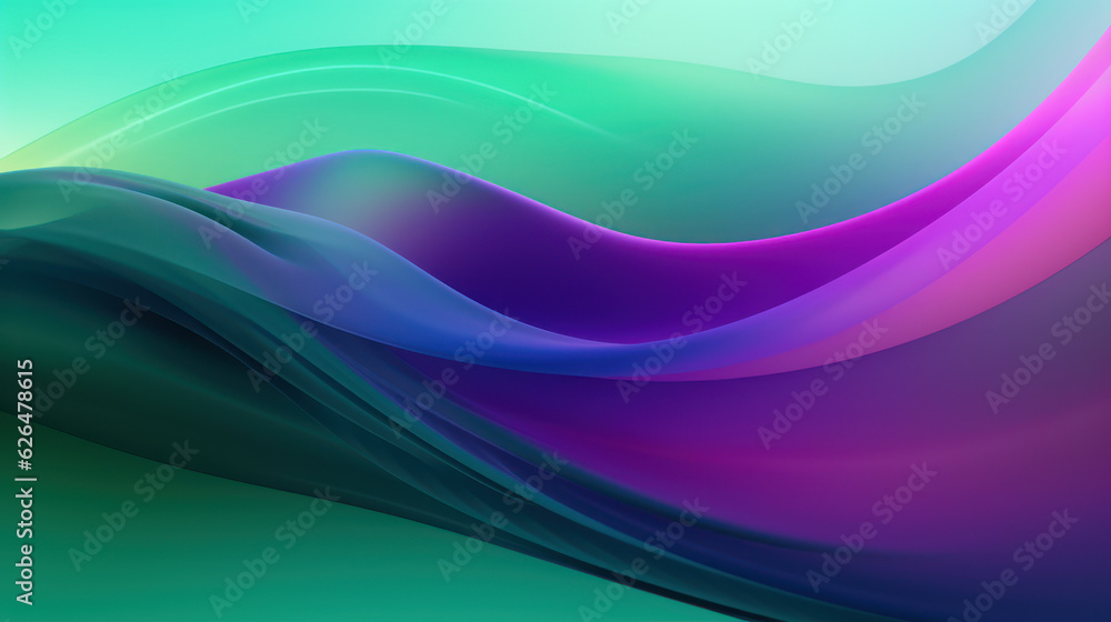 Fototapeta premium Green Purple Abstract Glowing Gradient Layers, Generative AI.