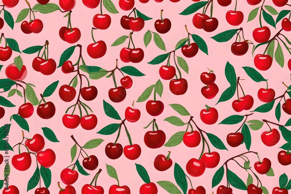 seamless pattern background with cherry generated by AI tool seamless pattern background with cherry generated by AI tool