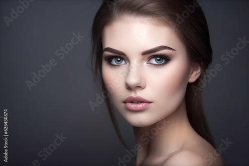 Make up woman on grey background
