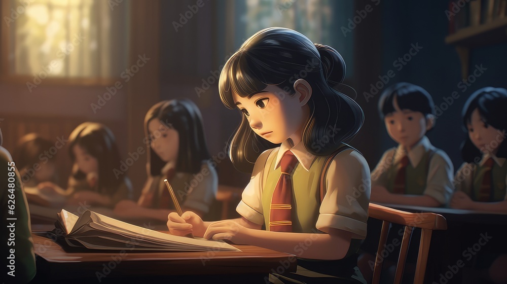 schoolchildren at the lesson. schoolchildren at the lesson.