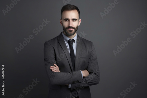 Male businessman on grey background