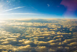 Morning sunrise sky with cloud above view from airplane