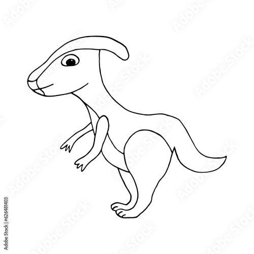 dinosaur parasaurolophus hand drawn in doodle style. linear simple drawing for children.