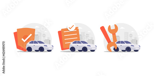 Car service,emblem of auto parts and repair service isolated on white background