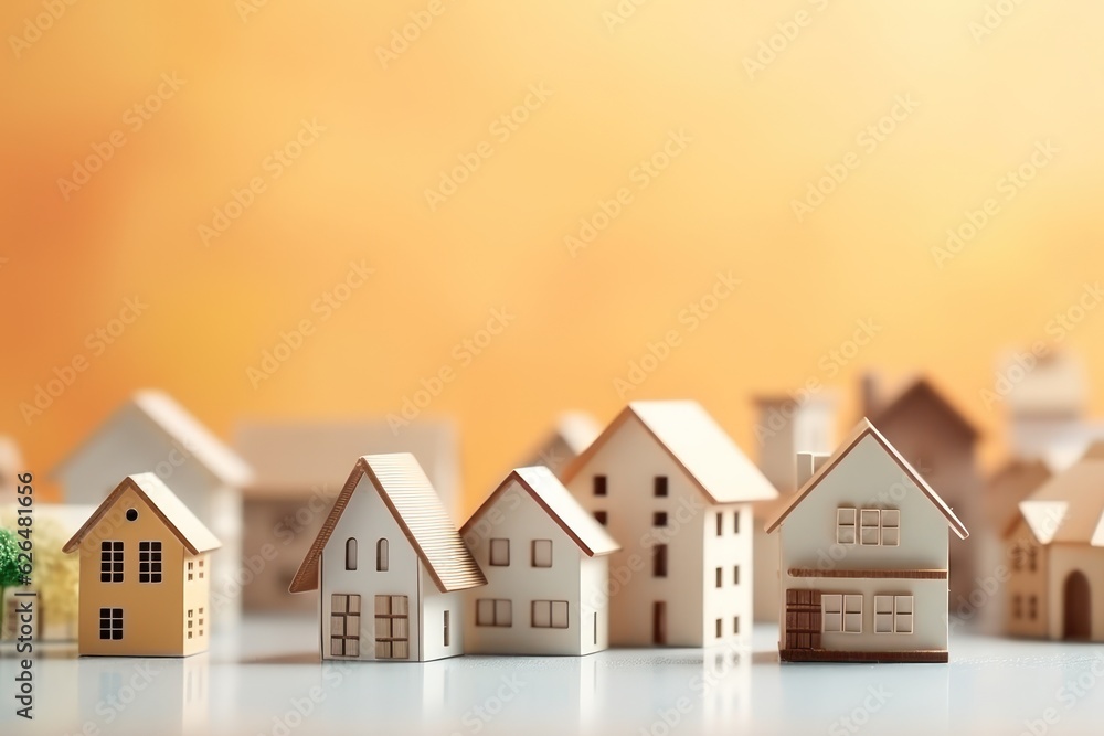 House model with blur nature background, money, saving and investment or family planning concept. Generative Ai. House model with blur nature background, money, saving and investment or family planning concept. Generative Ai.