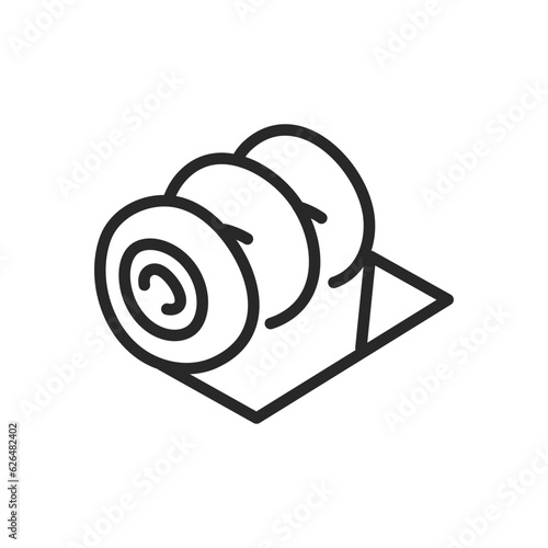 Camping Quilt Icon. Vector Line Illustration of a Soft and Cozy Quilt for Camping Comfort and Outdoor Adventure. Travel Portable Bedroll Sign.