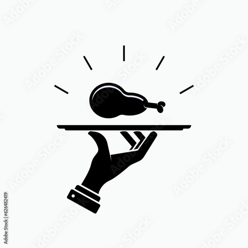 Serving Cuisine Icon. Service, Waitress Symbol - Vector.      