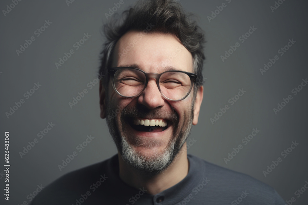 Happy man on grey background Happy man on grey background
