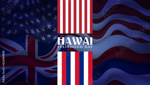 hawaii statehood day background vector illustration with american and hawaii flag suitable for greeting at a hawaii statehood day event in united states