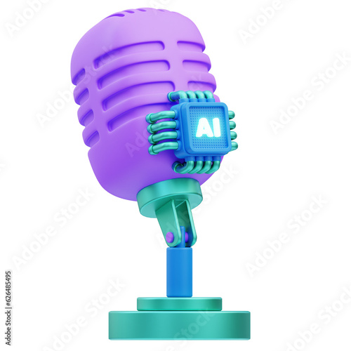 Speech Recognition AI 3D Illustration