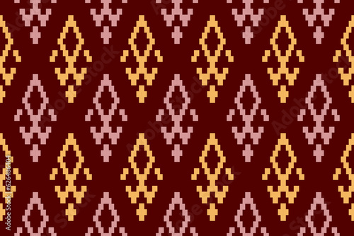 Red traditional ethnic pattern paisley flower Ikat background abstract Aztec African Indonesian Indian seamless pattern for fabric print cloth dress carpet curtains and sarong