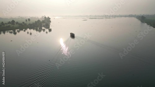 Backwaters of Vembanad lake in Alleppey and Kumarakom, Kerala, India photo