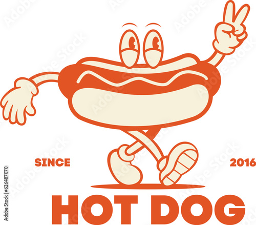 logo cartoon illustration vector hot dog