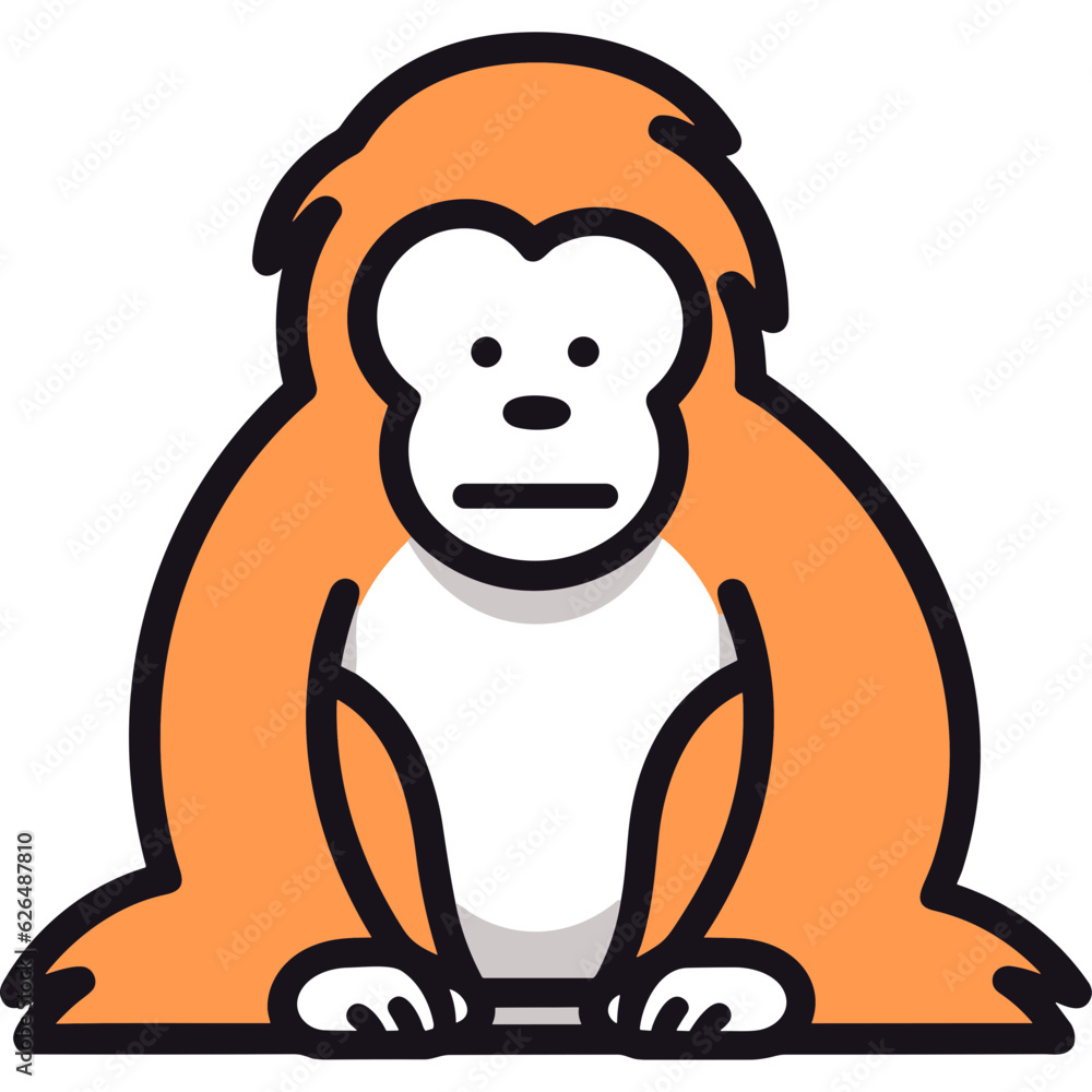 Fototapeta premium Orangutan orange ape single icon logo svg vector