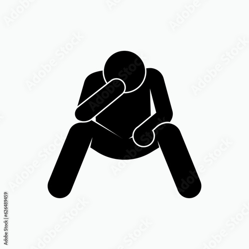 Tired Man Icon. Sadness, Bad Feel. Sick Symbol.