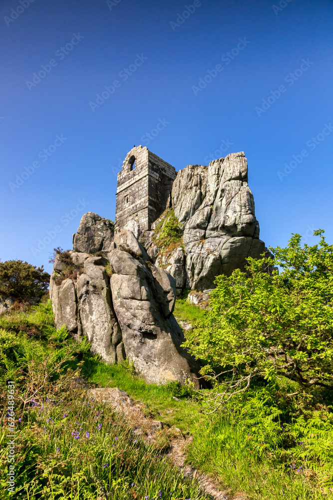 Ruins of the Chapel of St Michael, Roche Rock, Cornwall, on a stunningly bright day in May. The site is believed to have healing powers.