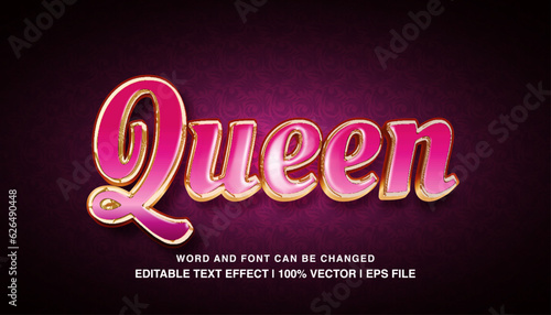 Canvastavla Queen editable text effect template, bold pink gold glossy luxury style typeface