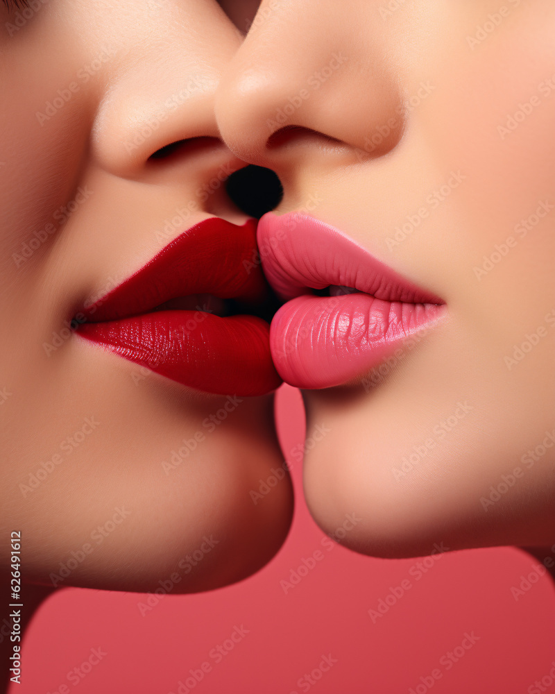 Naklejka premium Close up image of a kiss 