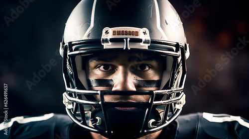Close up image of an american football player 