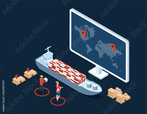 Maritime Transport Logistics and Global Logistics Network Concept.  Vector Illustration eps10