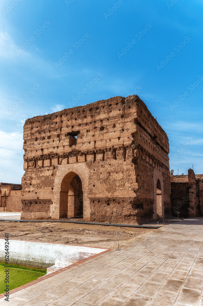 Ruined buildings of Badi Palace in Marrakech.