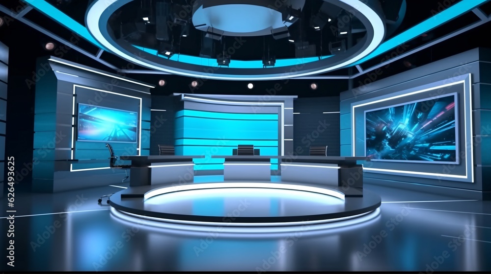 Tv Studio. Backdrop for TV shows .TV on wall. News studio. The perfect ...