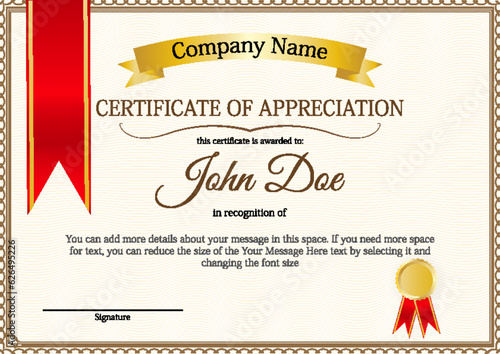 Modern Certificate of appreciation design with gradient stickers