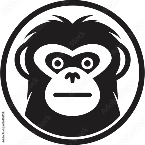 Gibbon monkey single icon head in circle logo svg vector