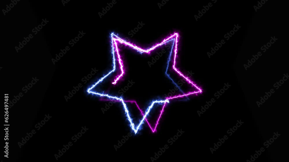 Neon light star frame blue purple color fusion rotation loading background animation. Neon light star frame blue purple color fusion rotation loading background animation.