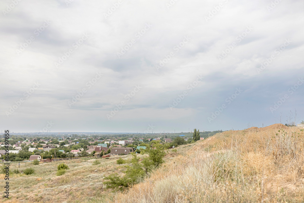A meadow in a steppe landscape. Plateau in the Volgograd region