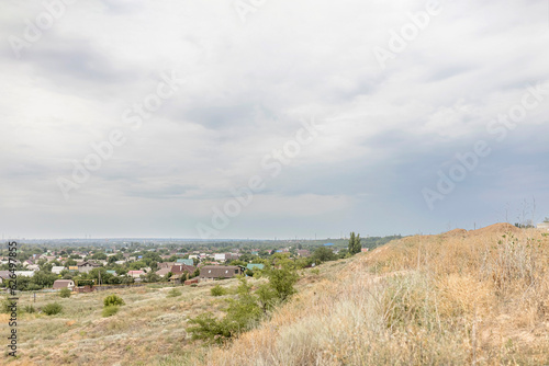 A meadow in a steppe landscape. Plateau in the Volgograd region