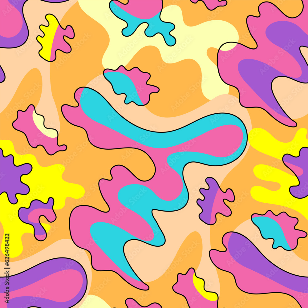 Abstract psychedelic colorful pattern for textile, texture or another fabric design