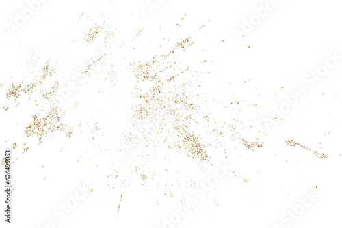 Golden glitter  isolated on white background. Golden color particles. Golden explosion of confetti. Festive background design element.