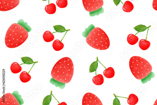 seamless pattern with strawberries and strawberry for printing on clothes bag .