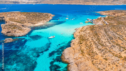 View of Blue Lagoon paradise Malta, Europe. Azure sea, Comino island © oleg_p_100