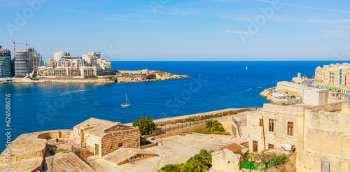 Fototapeta Naklejka Na Ścianę i Meble -  Valletta, Malta island, Europe. Cityscape and Mediterranean sea