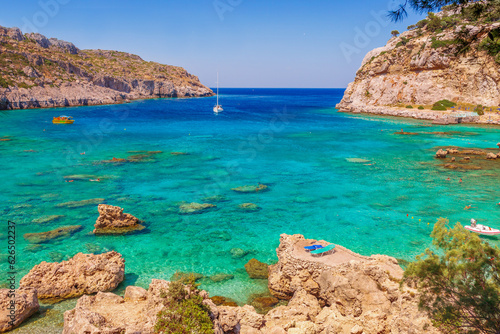 Sea view in Anthony Quinn bay, Rhodes island, Greece, Europe photo