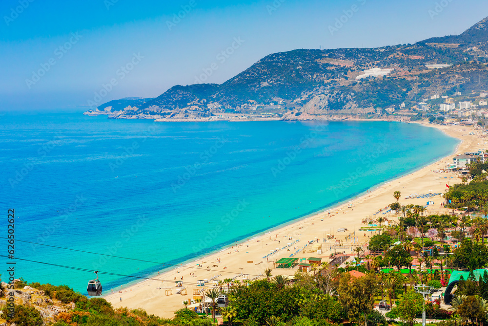 Fototapeta premium Cleopatra beach in Alanya, Antalya district, Turkey. Sunny summer