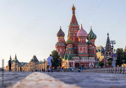Fototapeta Naklejka Na Ścianę i Meble -  Moscow, Russia - 07.03.2023 - Red square and Saint Basil cathedral. Landmarks