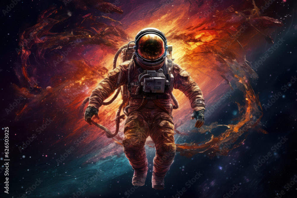 Astronaut in outer space. Concept art. Futuristic, scientific and science concept Astronaut in outer space. Concept art. Futuristic, scientific and science concept