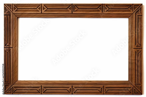 Isolated beautiful vintage and classic wooden frame design on white background. Modern luxury decoration