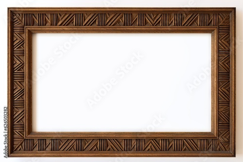 Isolated beautiful vintage and classic wooden frame design on white background. Modern luxury decoration
