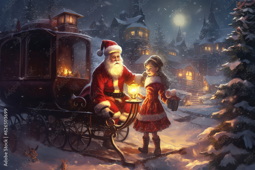 Santa Claus in a sleigh with a girl (ai generated) Santa Claus in a sleigh with a girl (ai generated)