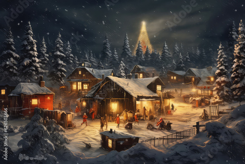 Christmas land, christmas party and celebrations, template 2d, 3d illustration (ai generated)
