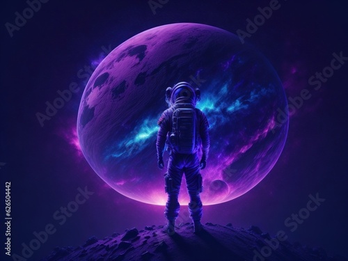 Sky like nebula night with an astronaut  Ai generated