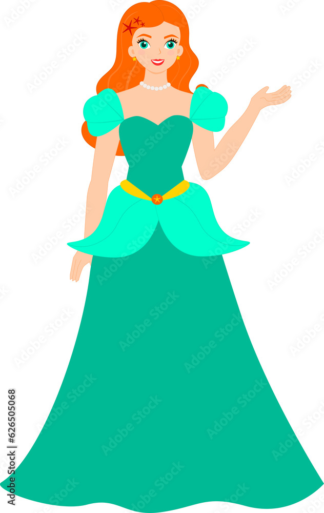 Princess in a green dress. Princess in a green dress.