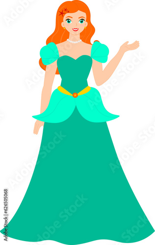 Princess in a green dress.
