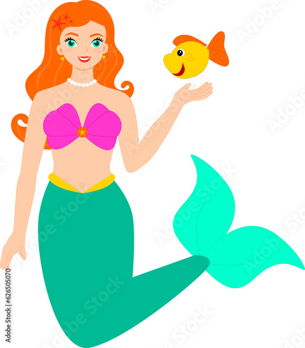 The mermaid with fish.